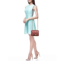 Pre Owned Alexander McQueen Burgundy Leather Jeweled Shoulder Bag