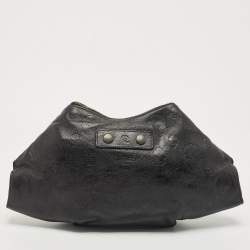 Pre Owned Alexander McQueen Black Skull Embossed Leather Medium De Manta Clutch