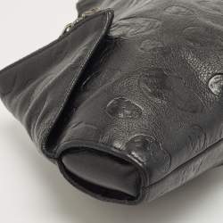 Pre Owned Alexander McQueen Black Skull Embossed Leather Medium De Manta Clutch