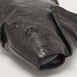 Pre Owned Alexander McQueen Black Skull Embossed Leather Medium De Manta Clutch