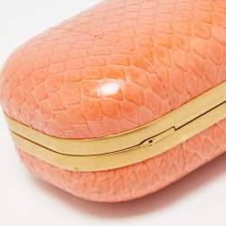 Alexander McQueen Orange Watersnake Leather Skull Knuckle Box Clutch