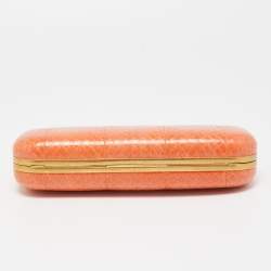 Alexander McQueen Orange Watersnake Leather Skull Knuckle Box Clutch