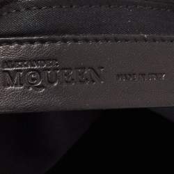 Pre Owned Alexander McQueen Black/Green Printed Satin and Leather De Manta Clutch