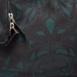 Alexander McQueen Black/Green Printed Satin and Leather De Manta Clutch