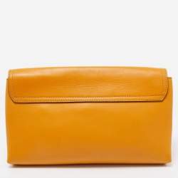 Pre Owned Alexander McQueen Yellow Leather Folk Clutch Bag 