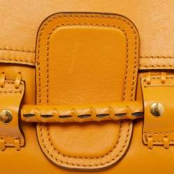 Pre Owned Alexander McQueen Yellow Leather Folk Clutch Bag 