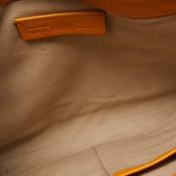 Pre Owned Alexander McQueen Yellow Leather Folk Clutch Bag 