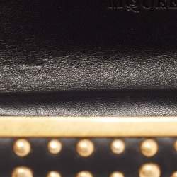 Pre Owned Alexander McQueen Black/Gold Leather Studded Four Ring Knuckle Clutch