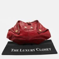 Pre Owned Alexander McQueen Red Leather Medium De Manta Clutch