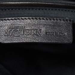 Pre Owned Alexander McQueen Black/Brown Leopard Print Canvas and Leather Medium De Manta Clutch