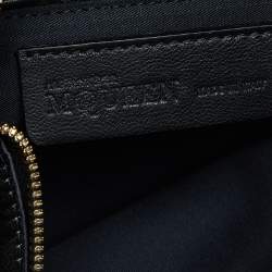 Pre Owned Alexander McQueen Black/Red Floral Print Satin and Leather Medium De Manta Clutch