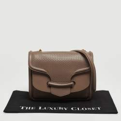 Pre Owned Alexander McQueen Taupe Textured Leather Heroine Chain Shoulder Bag