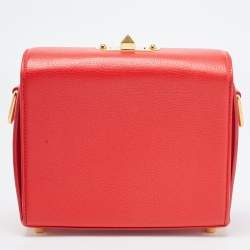 Alexander McQueen Red Leather Box Shoulder Bag 