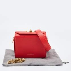 Alexander McQueen Red Leather Box Shoulder Bag 