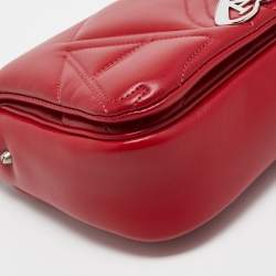 Pre Owned Alexander McQueen Red Embossed Leather The Seal Shoulder Bag
