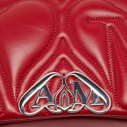 Pre Owned Alexander McQueen Red Embossed Leather The Seal Shoulder Bag
