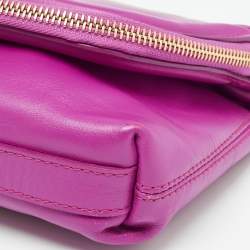 Pre Owned Alexander McQueen Fucshia Leather Skull Padlock Fold Over Clutch
