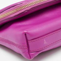 Pre Owned Alexander McQueen Fucshia Leather Skull Padlock Fold Over Clutch