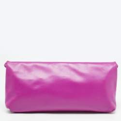 Pre Owned Alexander McQueen Fucshia Leather Skull Padlock Fold Over Clutch