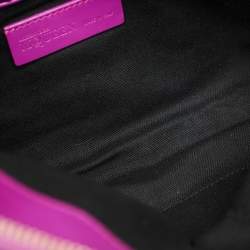 Pre Owned Alexander McQueen Fucshia Leather Skull Padlock Fold Over Clutch