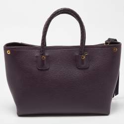 Pre Owned Alexander McQueen Purple Whipstitch Leather Folk Tote