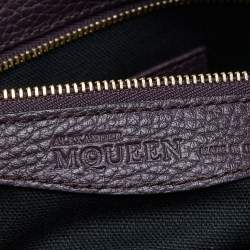 Pre Owned Alexander McQueen Purple Whipstitch Leather Folk Tote
