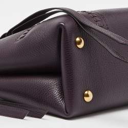 Pre Owned Alexander McQueen Purple Whipstitch Leather Folk Tote