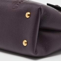 Pre Owned Alexander McQueen Purple Whipstitch Leather Folk Tote