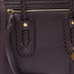 Pre Owned Alexander McQueen Purple Whipstitch Leather Folk Tote