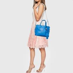 Alexander McQueen Blue Leather Skull Padlock Tote