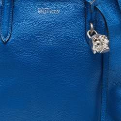 Alexander McQueen Blue Leather Skull Padlock Tote