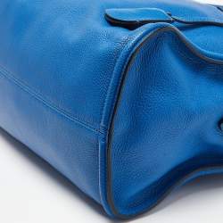 Alexander McQueen Blue Leather Skull Padlock Tote