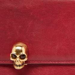 Alexander McQueen Red Leather Skull Continental Wallet