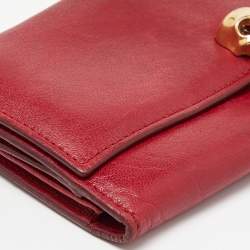 Alexander McQueen Red Leather Skull Continental Wallet