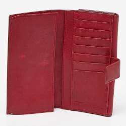 Alexander McQueen Red Leather Skull Continental Wallet