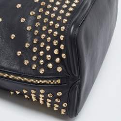 Alexander McQueen Black Studded Leather Padlock Shopper Tote