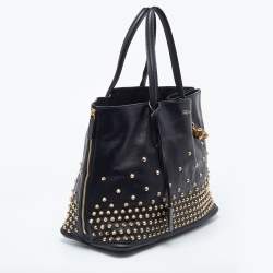 Alexander McQueen Black Studded Leather Padlock Shopper Tote