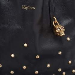 Alexander McQueen Black Studded Leather Padlock Shopper Tote