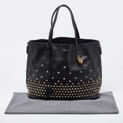 Alexander McQueen Black Studded Leather Padlock Shopper Tote