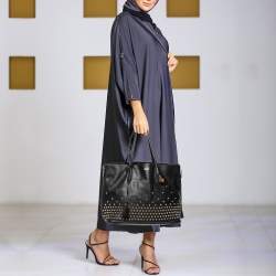 Alexander McQueen Black Studded Leather Padlock Shopper Tote