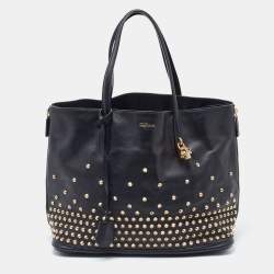 Alexander McQueen Black Studded Leather Padlock Shopper Tote