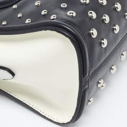 Alexander McQueen Black/White Studded Leather Mini Skull Padlock Zip Tote