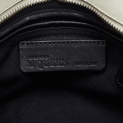 Alexander McQueen Black/White Studded Leather Mini Skull Padlock Zip Tote