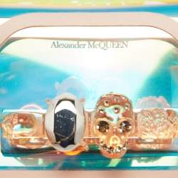 Pre Owned Alexander McQueen Holographic/Pink Pvc and Leather Knuckle Duster Shoulder Bag