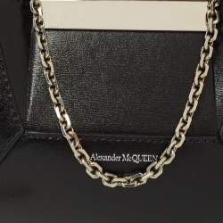 Pre Owned Alexander McQueen Black Leather Mini Jewelled Hobo