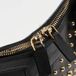 Pre Owned Alexander McQueen Black Leather Medium Studded De Manta Clutch