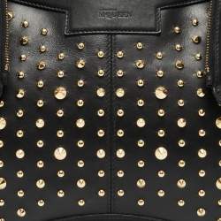 Pre Owned Alexander McQueen Black Leather Medium Studded De Manta Clutch