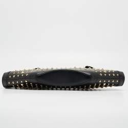 Pre Owned Alexander McQueen Black Leather Medium Studded De Manta Clutch