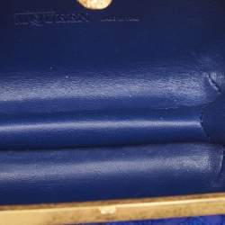 مملوكة مسبقًا Alexander McQueen Blue Floral Lace Skull Box Clutch