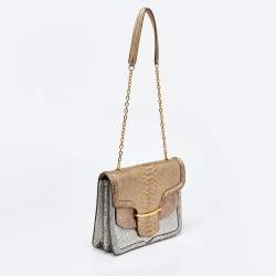 مملوكة مسبقًا Alexander McQueen Metallic Python Heroine Chain Shoulder Bag